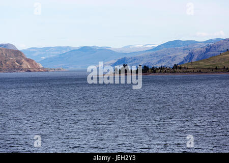 Kamloops Lake in British Columbia, Canada. The lake is formed by water flowing from the Thompson River and is close to the city of Kamloops. Stock Photo