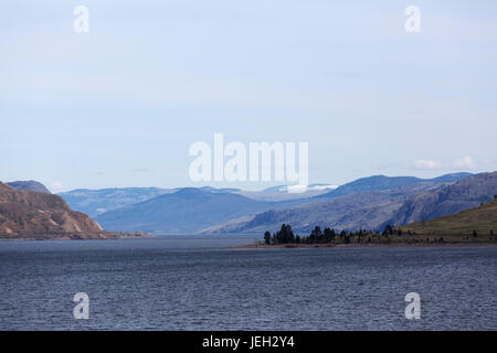 Kamloops Lake in British Columbia, Canada. The lake is formed by water flowing from the Thompson River and is close to the city of Kamloops. Stock Photo