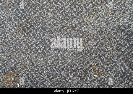 Steel floor for background or texture. Front view of pattern on gray metal. Stock Photo