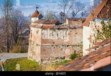 Brasov, Romania - November 7, 2012: Detail of old fortress 'Cetatuia' on a sunny autumn day, Brasov, Romania Stock Photo