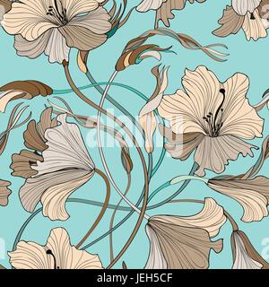 Floral seamless pattern. Flower bloom bouquet background. Ornamental garden Stock Vector