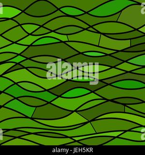 abstract vector stained-glass mosaic background - bright green waves Stock Vector