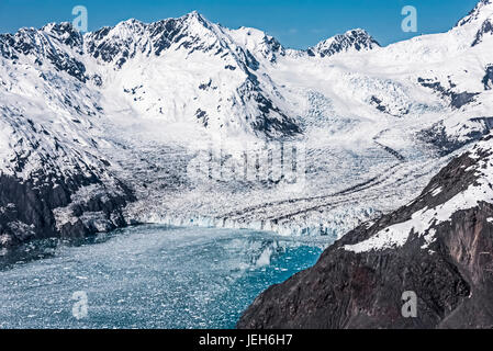 Aerial view of main branch Columbia Glacier, Prince William Sound, South-central Alaska; Alaska, United States of America Stock Photo