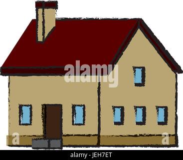 house countryside private chimney traditional residential Stock Vector