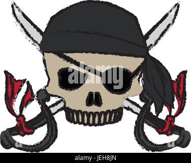Pirate eye patch with skull and cross bones vector illustration Stock ...