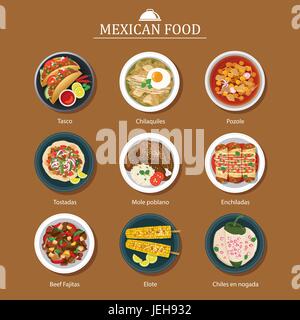 set of mexican food flat design Stock Vector