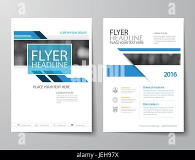 blue annual report brochure flyer flat design template Stock Vector