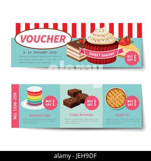 bakery voucher discount template design Stock Vector