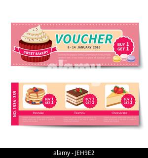 bakery voucher discount template design Stock Vector