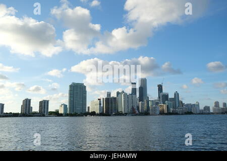 Downtown Miami Skyline During Sunset Stock Photo