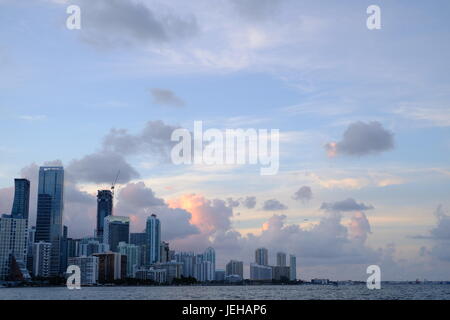 Downtown Miami Skyline During Sunset Stock Photo