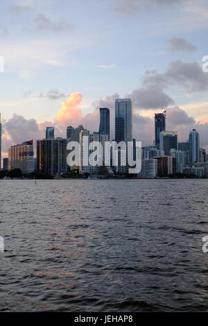 Downtown Miami Skyline During Sunset Stock Photo