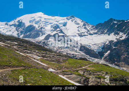 View of Mont Blanc from Nid d Aigle, Chamonix, France Stock Photo