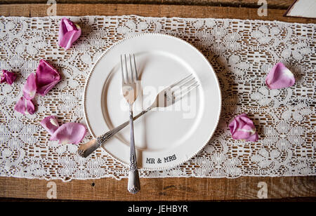 Rustic countryside wedding celebration at Wolftrap Farm, Gordonsville, Virginia, USA. Stock Photo