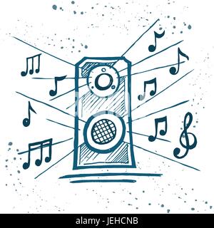 Music speakers play music Stock Vector
