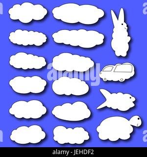 Set of clouds. Clouds in the form of animals. Clouds in the cartoon style Stock Vector