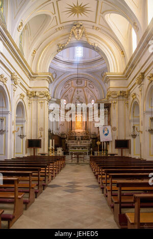 Positano, Italy - Septamber 1, 2016: Interior of church of Santa Maria Assunta in the centre of Positano, famous town on Amalfi coast. Stock Photo