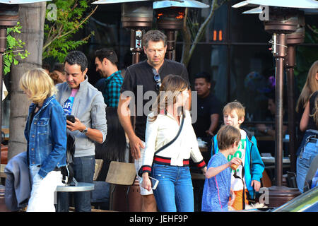 Dominic West Out For Dinner With Wife And Children.  Featuring: Dominic West Where: Beverly Hills, California, United States When: 26 May 2017 Stock Photo