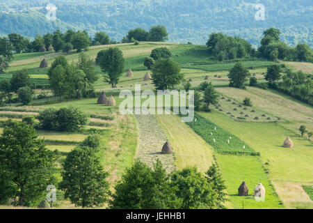 A view of the countryside hills in Maramures Stock Photo