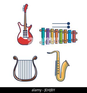 Colorful musical instruments over white background vector illustration ...