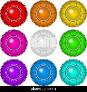 Glass buttons with frames, set Stock Vector