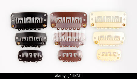 Women's Plastic Hair Clips Isolated on White Stock Photo