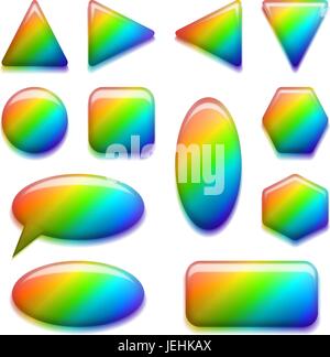 Rainbow glass buttons, set Stock Vector