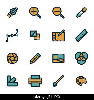 Vector flat graphic design icons set on white background Stock Vector