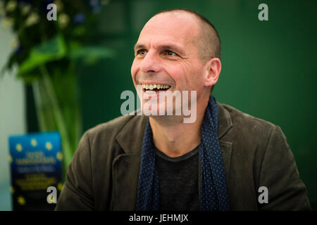 Yanis Varoufakis , Greek economist, academic and politician, who served as the Greek Minister of Finance from January to July 2015, appearing at the 2017 Hay Festival of Literature and the Arts, Hay on Wye, Wales UK Stock Photo
