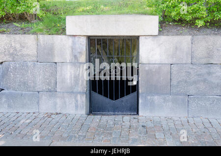 one locked gate in gothenburg city sweden Stock Photo