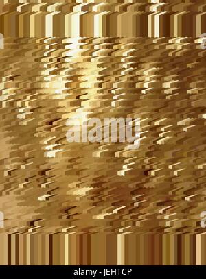 Golden abstract background in the form of a spray of scales and spots. Gold strips. Stock Vector