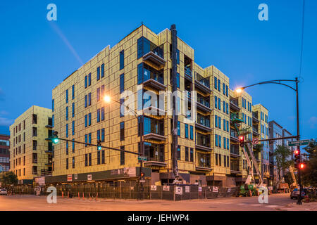 Building under construction across from new McDonalds Headquarters in West Town Stock Photo