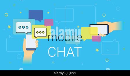Mobile chat and messenger on smartphone creative concept illustration Stock Vector