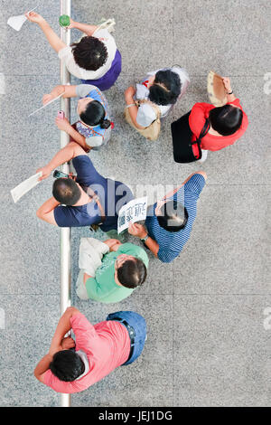 BEIJING–AUG. 30. People waiting at arrival, Terminal 3 Beijing Capital International Airport. Stock Photo