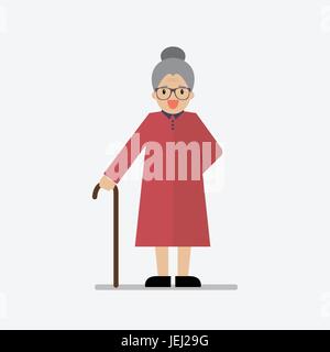 Grandma standing full length smiling. Vector illustration Stock Vector