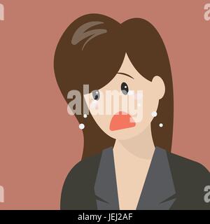 Unhappy woman crying. Closeup of young woman with problems Stock Vector