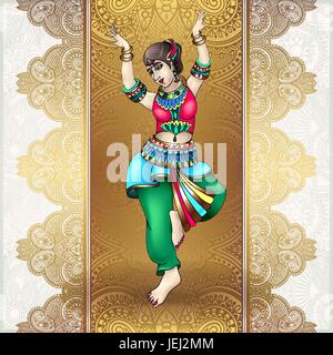 beautiful indian girl dancing Stock Vector