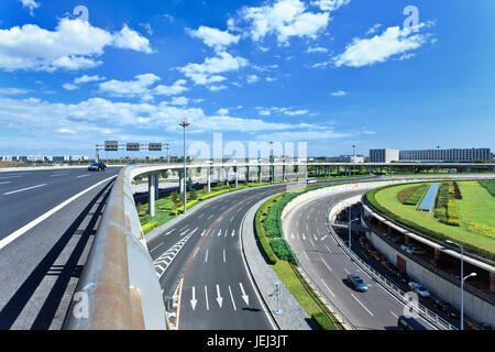 Road network around Beijing Capital Airport Terminal 3, the second largest airport terminal in the world. Stock Photo