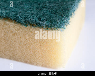yellow and green detail texture of the edge of a scouring pad for washing pots Stock Photo