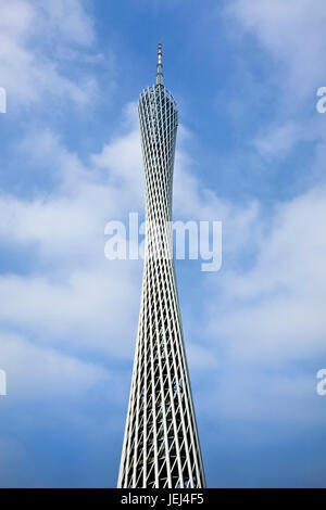 GUANGZHOU-CHINA-DEC. 14, 2009. Guangzhou Canton tower on Dec. 13, 2009. It became operational on 29 Sept. 2010. With 459 meter it is China’s tallest. Stock Photo