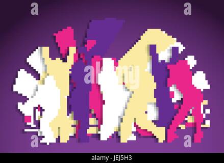 Active flat dancing people party night Stock Vector
