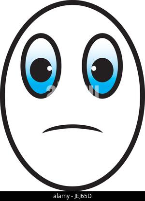 Eggman cartoon face sad with blue eyes Stock Vector