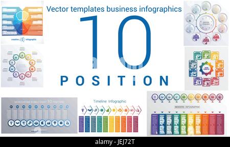 Set colorful templates for infographic 10 positions Stock Vector