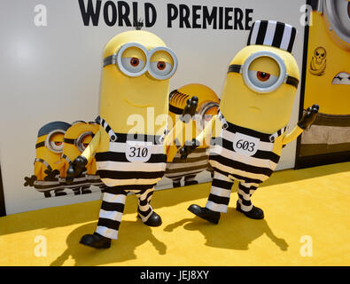 Los Angeles, USA. 24th June, 2017. LOS ANGELES, CA. June 24, 2017: Minions at the world premiere for 'Despicable Me 3' at the Shrine Auditorium. Picture Credit: Sarah Stewart/Alamy Live News Stock Photo
