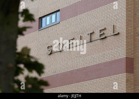 Hamburg, Germany. 21st June, 2017. The logo of the Hotel Sofitel, photographed in Hamburg, Germany, 21 June 2017. According to media sources the Turkish president will reside at the hotel with his delegations during the G20 summit on the 7th and 8th of July. Photo: Bodo Marks/dpa/Alamy Live News Stock Photo