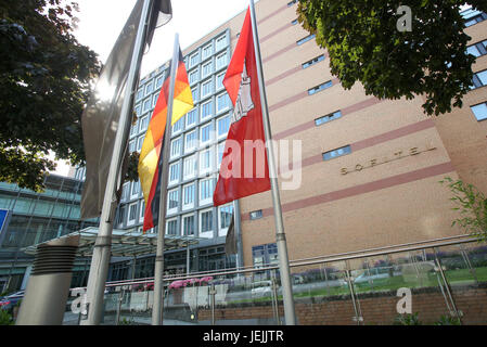 Hamburg, Germany. 21st June, 2017. The Hotel Sofitel, photographed in Hamburg, Germany, 21 June 2017. According to media sources the Turkish president will reside at the hotel with his delegations during the G20 summit on the 7th and 8th of July. Photo: Bodo Marks/dpa/Alamy Live News Stock Photo