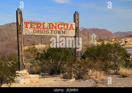 The old Terlingua Ghostown is a prime tourist destination in the region surrounding Big Bend National Park in the state of Texas, American Southwest Stock Photo