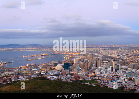 Aerial view of Cape Town from Signal Hill. South Africa modern city with spectacular nightscape panorama Stock Photo