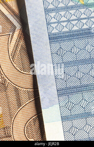 Detail of two banknotes of 20 and 50 euro Stock Photo