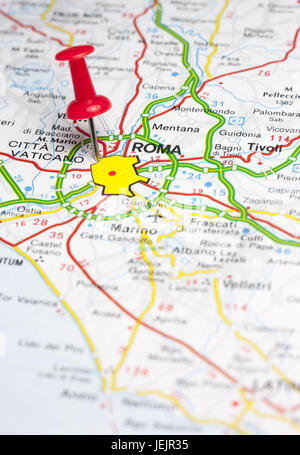 Rome pinned on a map of europe Stock Photo